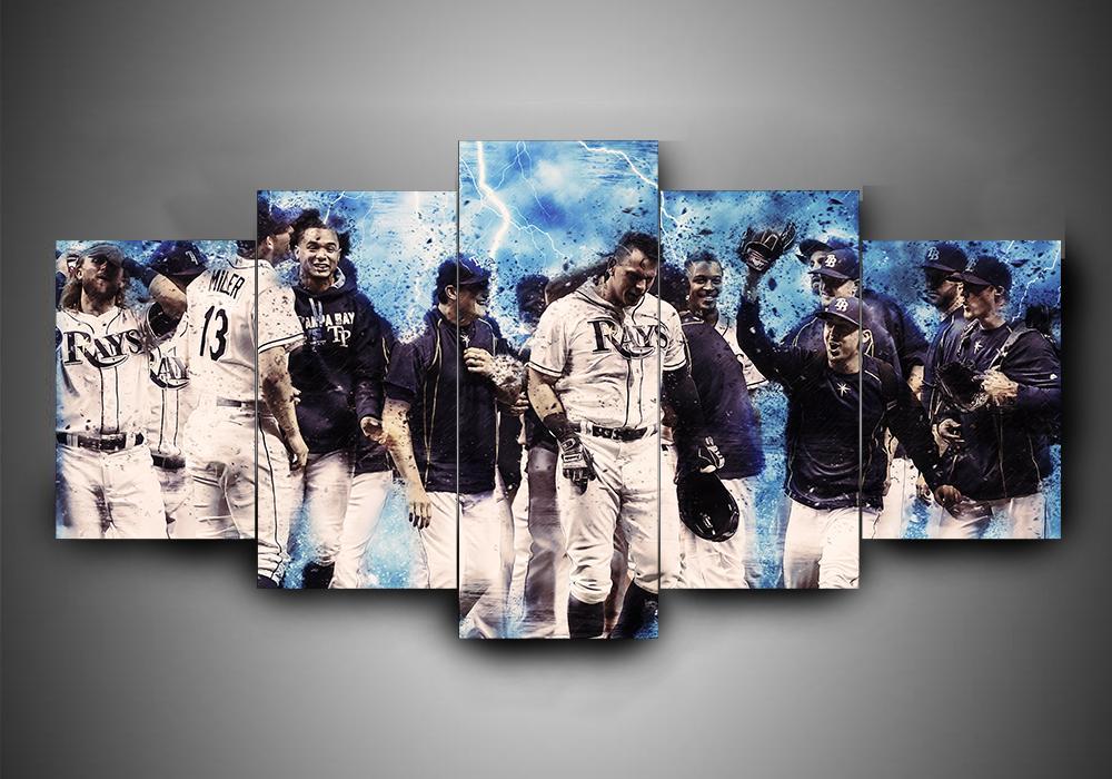 Tampa Bay Rays - Sport 5 Panel Canvas Art Wall Decor Tampa Bay Rays - Sport 5 Panel Canvas Art Wall Decor