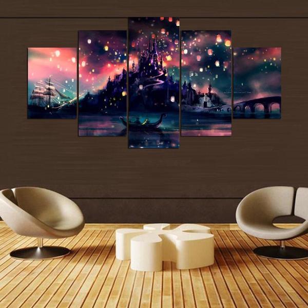 Tangled Castle - Movie 5 Panel Canvas Art Wall Decor Tangled Castle - Movie 5 Panel Canvas Art Wall Decor
