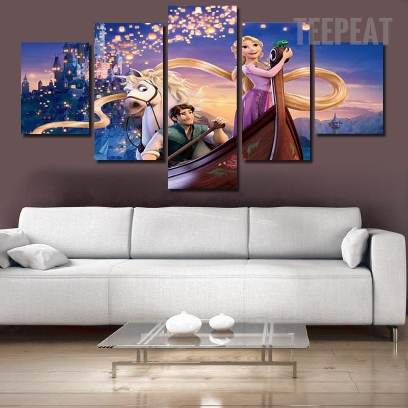 Tangled Rapunzel Flynn - Cartoon 5 Panel Canvas Art Wall Decor Tangled Rapunzel Flynn - Cartoon 5 Panel Canvas Art Wall Decor