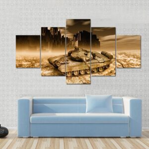 Tank In War - Gaming 5 Panel Canvas Art Wall Decor