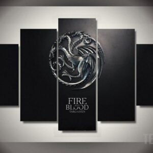 Targaryen - Fire And Blood - Movie 5 Panel Canvas Art Wall Decor