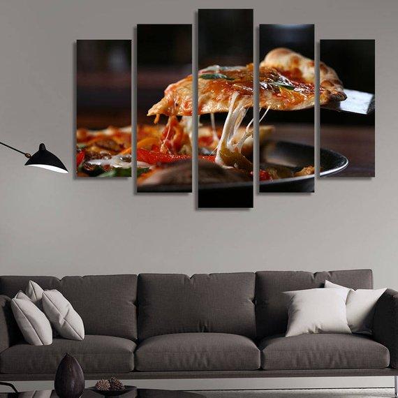 Tasty Pizza - Kitchen 5 Panel Canvas Art Wall Decor Tasty Pizza - Kitchen 5 Panel Canvas Art Wall Decor