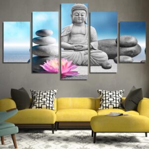 Tathagata Buddha 01 - Religion 5 Panel Canvas Art Wall Decor