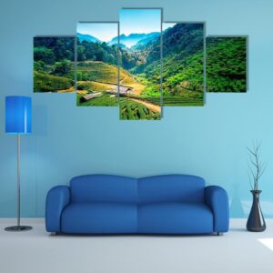 Tea Plantations On Angkhang Mountain - Nature 5 Panel Canvas Art Wall Decor
