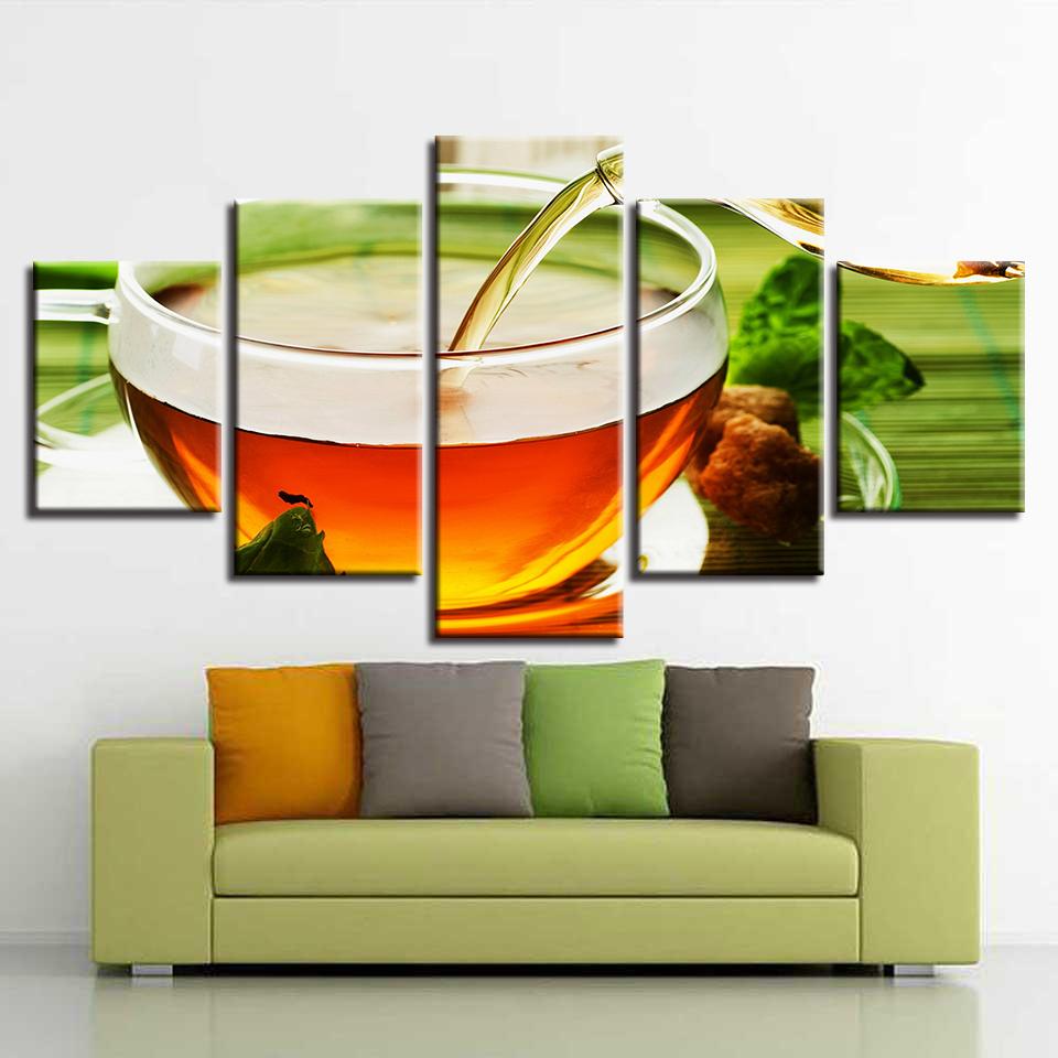 Tea - Nature 5 Panel Canvas Art Wall Decor Tea - Nature 5 Panel Canvas Art Wall Decor