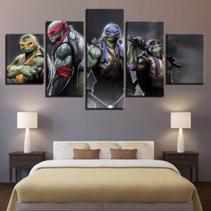 Teenage Mutant Ninja Turtles 4 Cartoon - 5 Panel Canvas Art Wall Decor