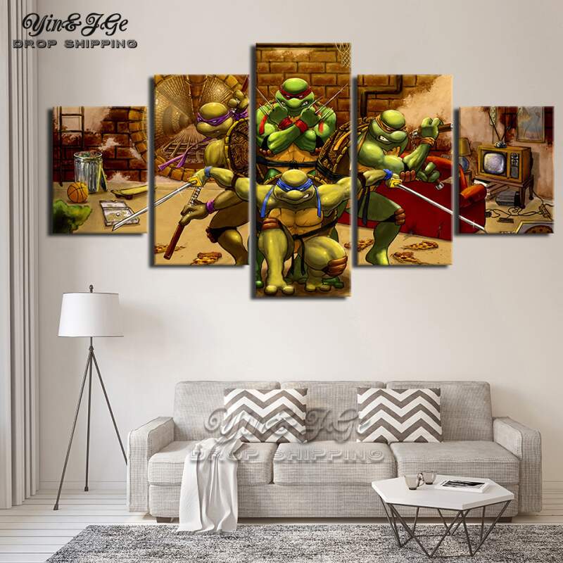 Teenage Mutant Ninja Turtles 7 Cartoon - 5 Panel Canvas Art Wall Decor Teenage Mutant Ninja Turtles 7 Cartoon - 5 Panel Canvas Art Wall Decor