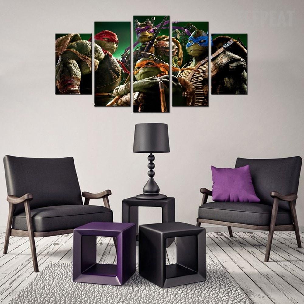 Teenage Mutant Ninja Turtles Awesome Pose - Cartoon 5 Panel Canvas Art Wall Decor Teenage Mutant Ninja Turtles Awesome Pose - Cartoon 5 Panel Canvas Art Wall Decor