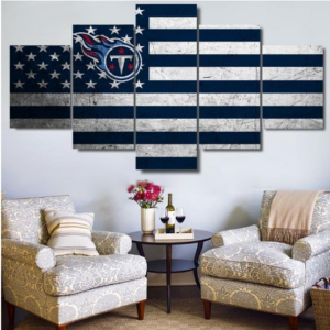 Tennessee Titan Football American Flag - Sport 5 Panel Canvas Art Wall Decor