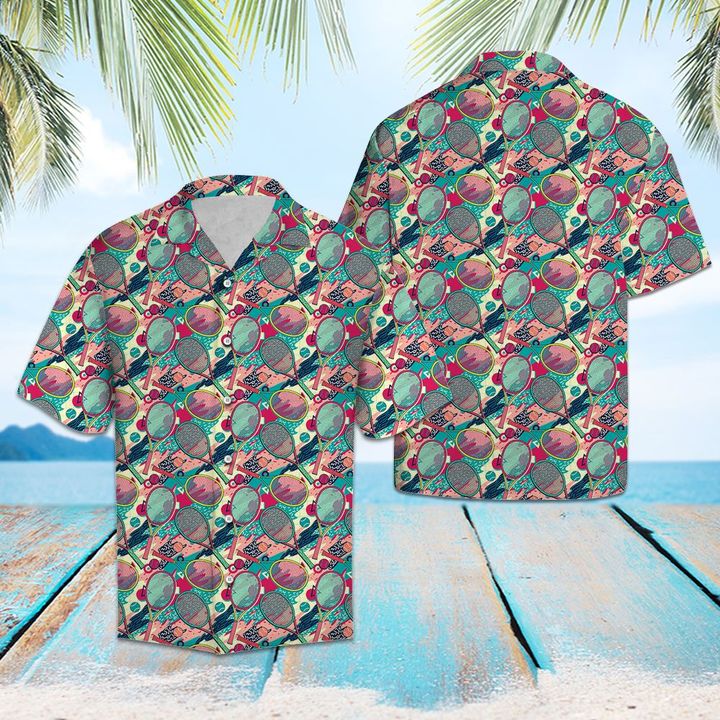 Tennis Colorful Hawaiian Shirt Summer Button Up Tennis Colorful Hawaiian Shirt Summer Button Up