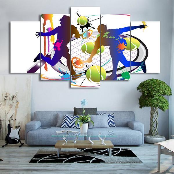 Tennis Players Racket Abstract Color - Sport 5 Panel Canvas Art Wall Decor Tennis Players Racket Abstract Color - Sport 5 Panel Canvas Art Wall Decor