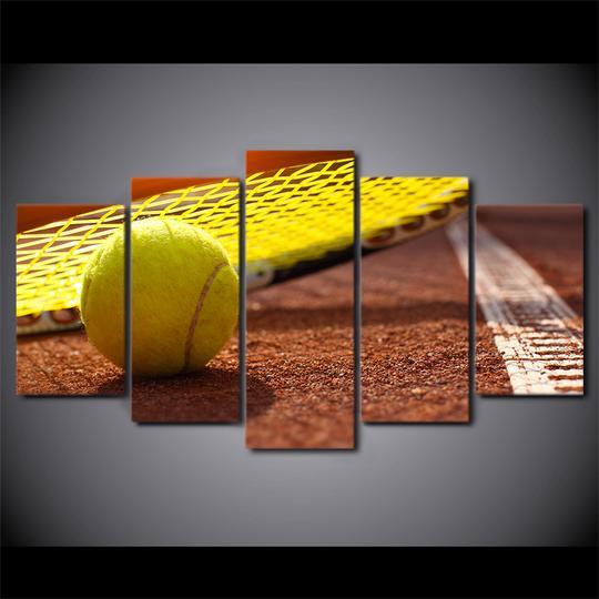 Tennis Racket And Ball - Sport 5 Panel Canvas Art Wall Decor Tennis Racket And Ball - Sport 5 Panel Canvas Art Wall Decor