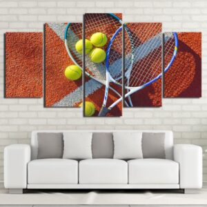 Tennis Racket Balls - Sport 5 Panel Canvas Art Wall Decor
