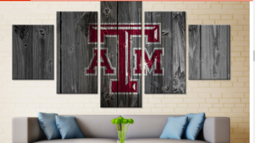 Texas A&M College Barn Wood Sport - 5 Panel Canvas Art Wall Decor Texas A&M College Barn Wood Sport - 5 Panel Canvas Art Wall Decor