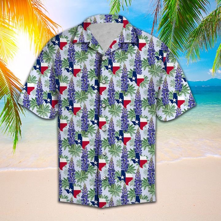 Texas Bluebonnet Hawaiian Shirt Summer Button Up Texas Bluebonnet Hawaiian Shirt Summer Button Up