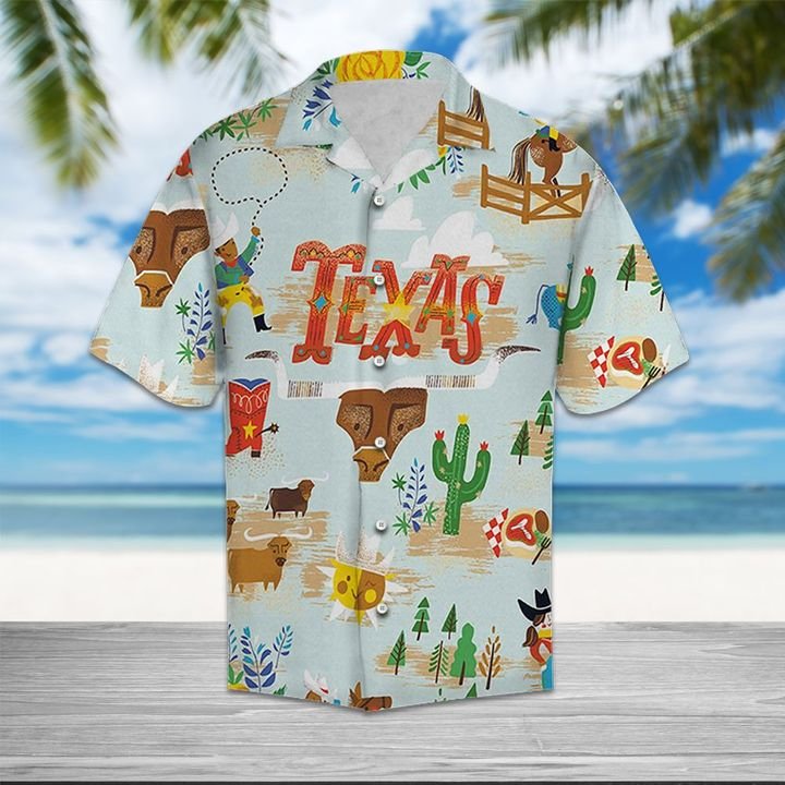 Texas Cowboy Hawaiian Shirt Summer Button Up Texas Cowboy Hawaiian Shirt Summer Button Up