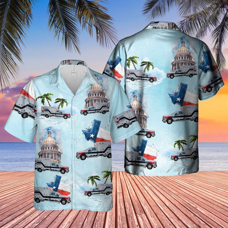Texas Ems Ambulance Short Sleeve Hawaiian Shirt Texas Ems Ambulance Short Sleeve Hawaiian Shirt