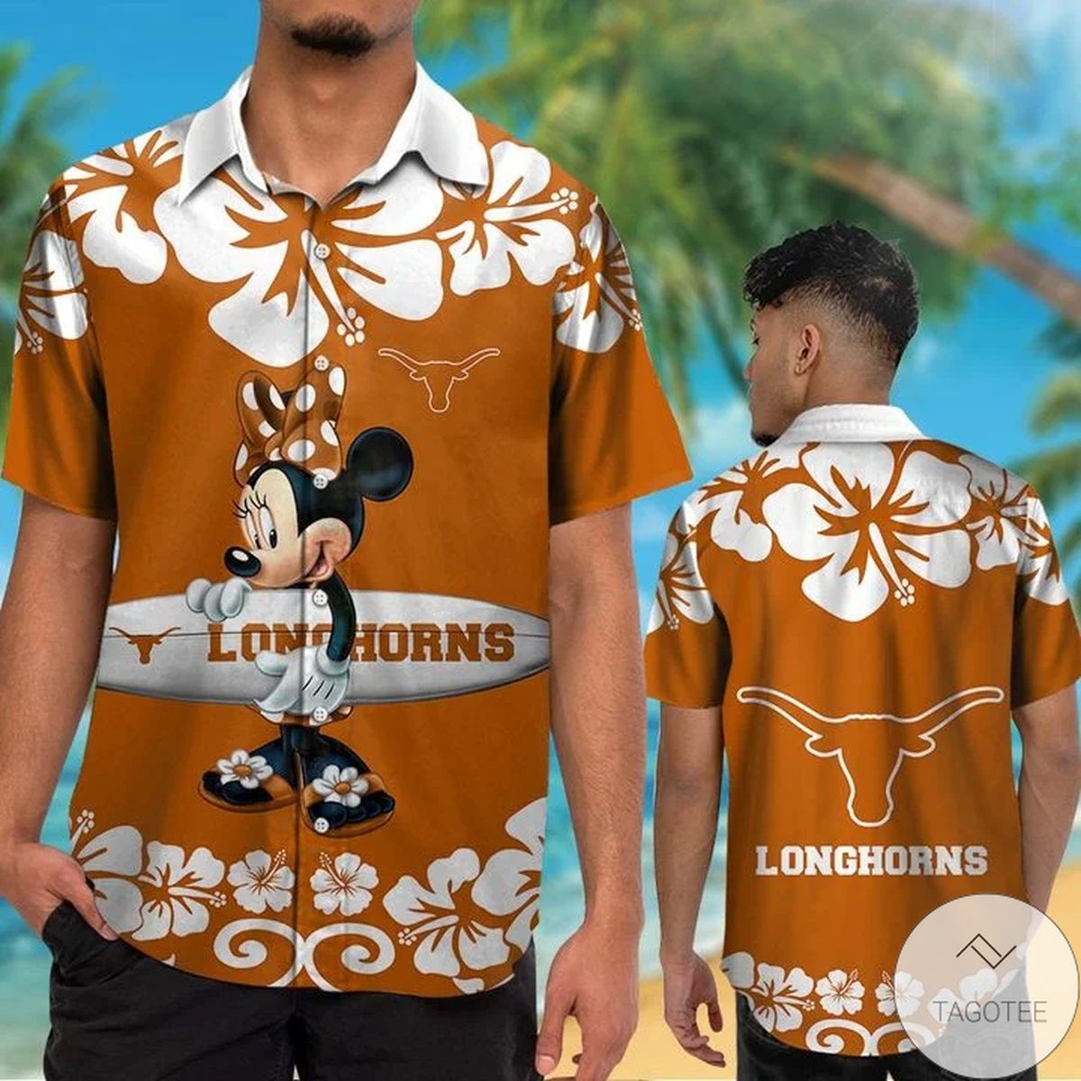 Texas Longhorns & Minnie Mouse Hawaiian Shirt Texas Longhorns & Minnie Mouse Hawaiian Shirt