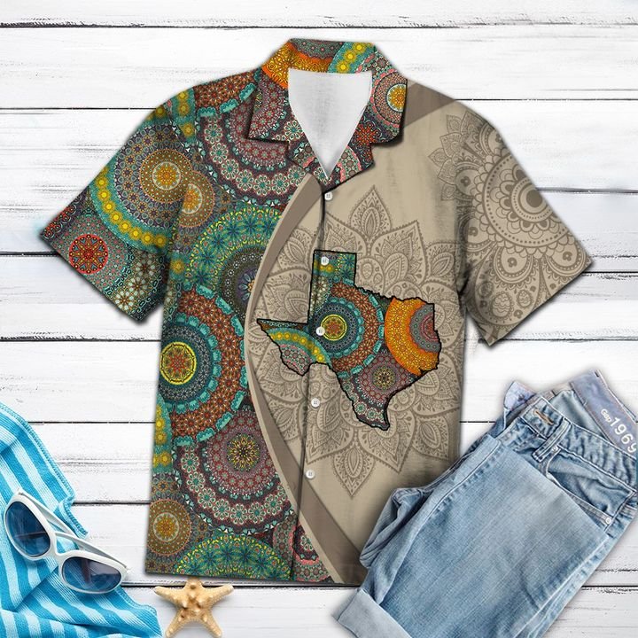 Texas Mandala Hawaiian Shirt Summer Button Up Texas Mandala Hawaiian Shirt Summer Button Up