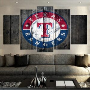 Texas Rangers Barnwood - Sport 5 Panel Canvas Art Wall Decor