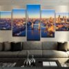 Thames London England - Nature 5 Panel Canvas Art Wall Decor