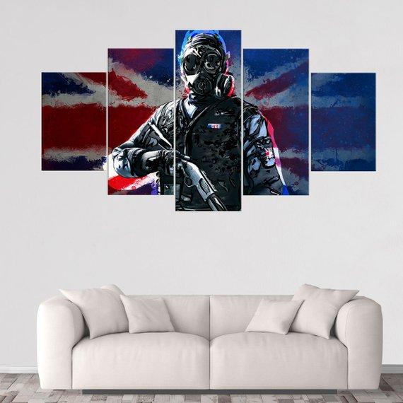 Thatcher Rainbow Six Siege - Gaming 5 Panel Canvas Art Wall Decor Thatcher Rainbow Six Siege - Gaming 5 Panel Canvas Art Wall Decor