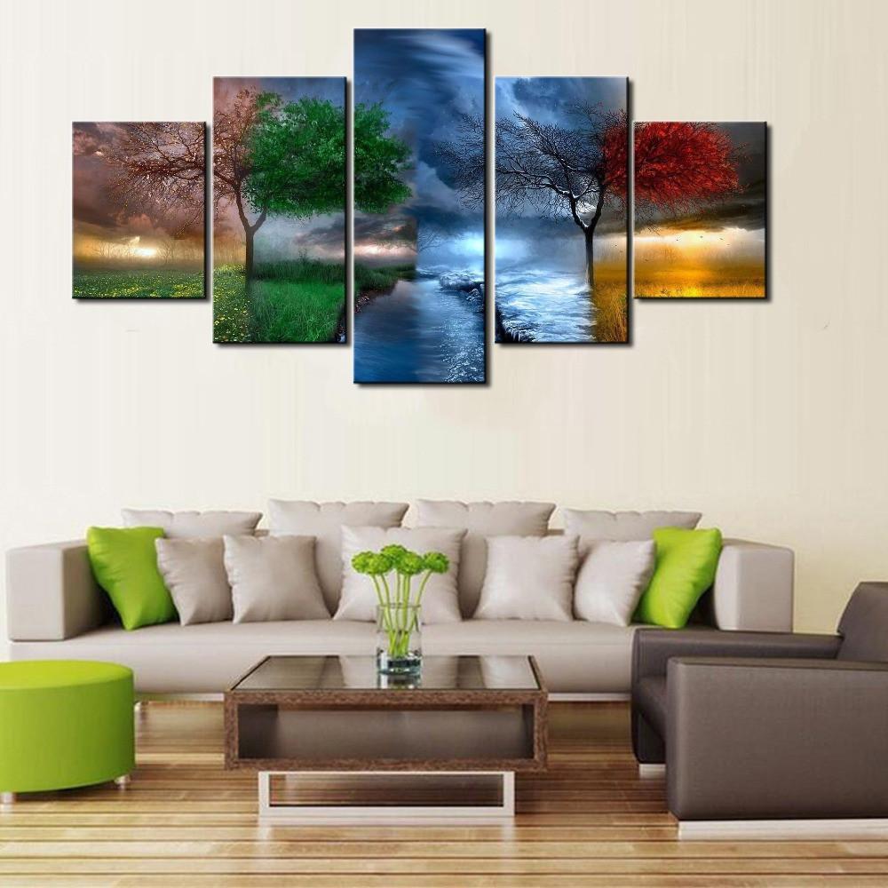The 4 Seasons - Nature 5 Panel Canvas Art Wall Decor The 4 Seasons - Nature 5 Panel Canvas Art Wall Decor