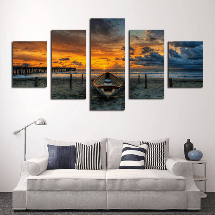 The Ashton Boat - Nature 5 Panel Canvas Art Wall Decor The Ashton Boat - Nature 5 Panel Canvas Art Wall Decor