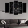 The Black Bear - Animal 5 Panel Canvas Art Wall Decor
