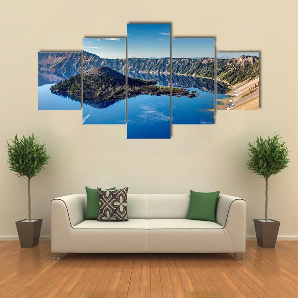 The Blue Jewel Of Oregon Deep Blue Lake - Nature 5 Panel Canvas Art Wall Decor The Blue Jewel Of Oregon Deep Blue Lake - Nature 5 Panel Canvas Art Wall Decor