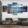 The Boat The Mountains And The Lake - Nature 5 Panel Canvas Art Wall Decor
