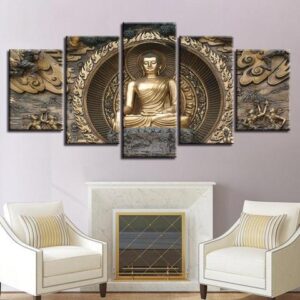 The Buddha - Religion 5 Panel Canvas Art Wall Decor
