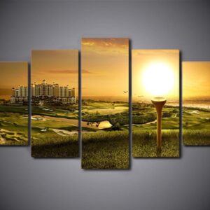 The Buildings On The Green - Nature 5 Panel Canvas Art Wall Decor