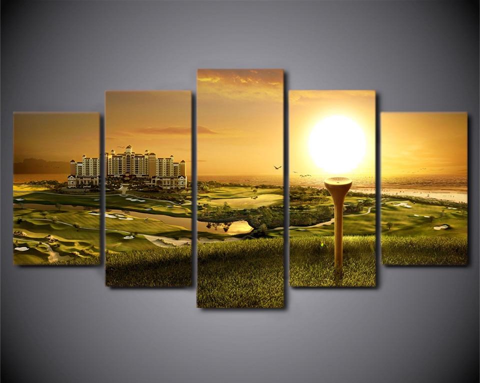 The Buildings On The Green - Nature 5 Panel Canvas Art Wall Decor The Buildings On The Green - Nature 5 Panel Canvas Art Wall Decor