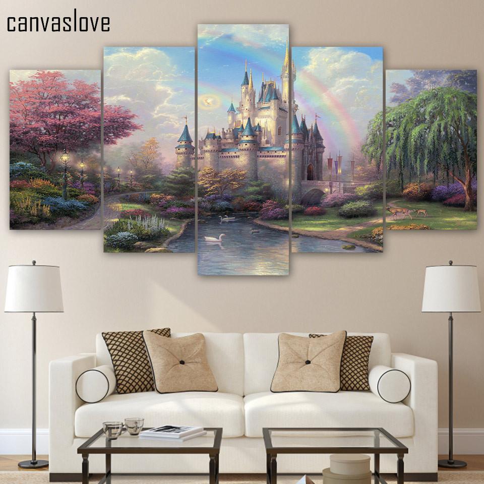 The Castle Of Cinderellas - Nature 5 Panel Canvas Art Wall Decor The Castle Of Cinderellas - Nature 5 Panel Canvas Art Wall Decor