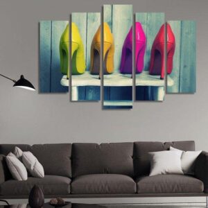 The Color Shoes - Abstract 5 Panel Canvas Art Wall Decor
