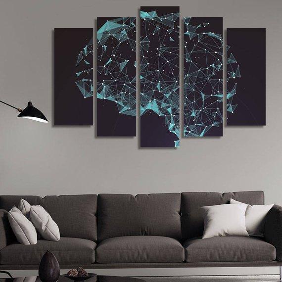 The Connections - Abstract 5 Panel Canvas Art Wall Decor The Connections - Abstract 5 Panel Canvas Art Wall Decor