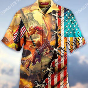 The Dragon And Independence Day All Over Printing Hawaiian Shirt