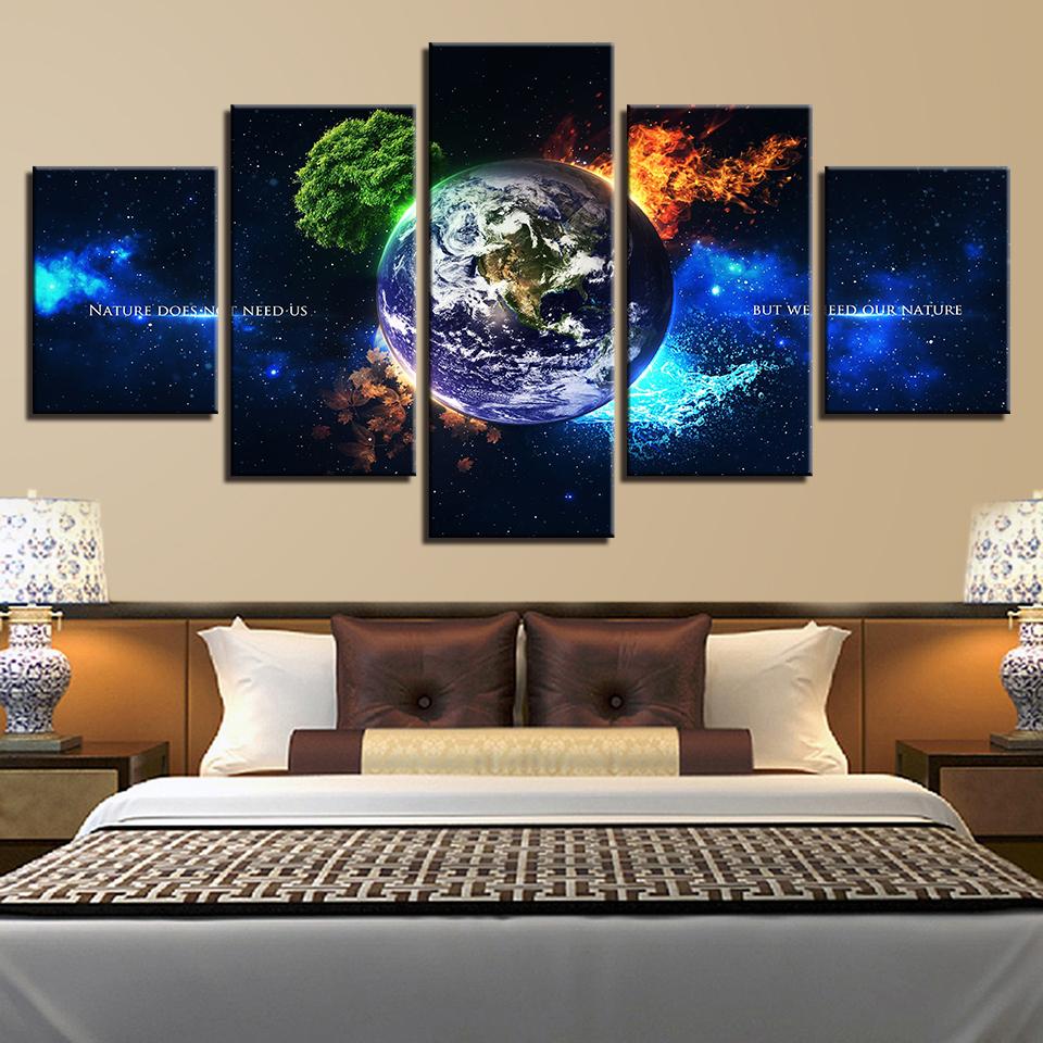 The Earth 4 Season Tree Natural - Abstract 5 Panel Canvas Art Wall Decor The Earth 4 Season Tree Natural - Abstract 5 Panel Canvas Art Wall Decor