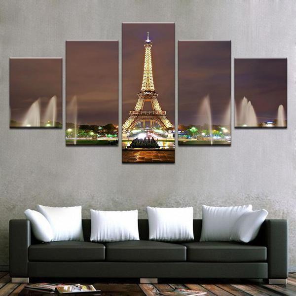 The Eiffel Tower In Paris France - Nature 5 Panel Canvas Art Wall Decor The Eiffel Tower In Paris France - Nature 5 Panel Canvas Art Wall Decor