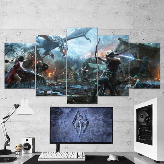 The Elder Scrolls Legends Heroes Of Skyrim Viking Dragon 03 - Gaming 5 Panel Canvas Art Wall Decor The Elder Scrolls Legends Heroes Of Skyrim Viking Dragon 03 - Gaming 5 Panel Canvas Art Wall Decor