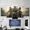 The Elder Scrolls Skyrim Dragon Viking 03 - Gaming 5 Panel Canvas Art Wall Decor