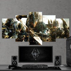 The Elder Scrolls Skyrim Viking 01 - Gaming 5 Panel Canvas Art Wall Decor