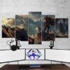 The Elder Scrolls Skyrim Viking Dragon Fantasy 03 - Gaming 5 Panel Canvas Art Wall Decor