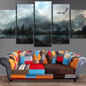 The Elder Scrolls Skyrim - Gaming 5 Panel Canvas Art Wall Decor
