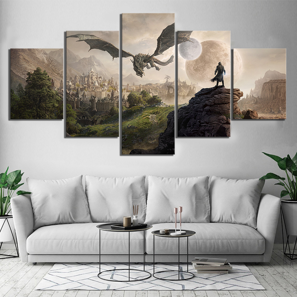The Elder Scrolls V Skyrim 18 Gaming - 5 Panel Canvas Art Wall Decor The Elder Scrolls V Skyrim 18 Gaming - 5 Panel Canvas Art Wall Decor
