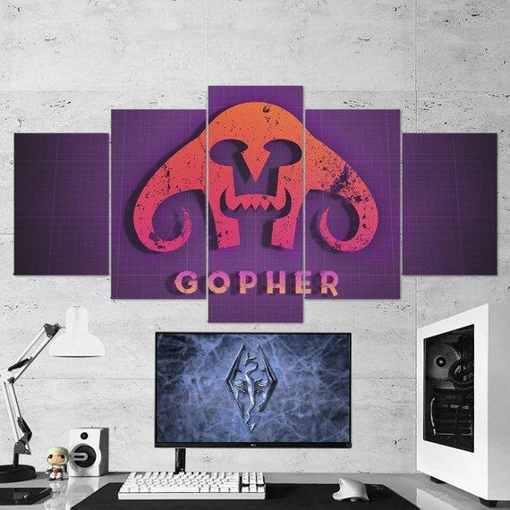 The Elders Scrolls Skyrim Gopher Artwork Minimal 01 - Gaming 5 Panel Canvas Art Wall Decor The Elders Scrolls Skyrim Gopher Artwork Minimal 01 - Gaming 5 Panel Canvas Art Wall Decor