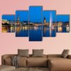 The Famous Binnenalster Lake With Its Fountain In Hamburg - Nature 5 Panel Canvas Art Wall Decor