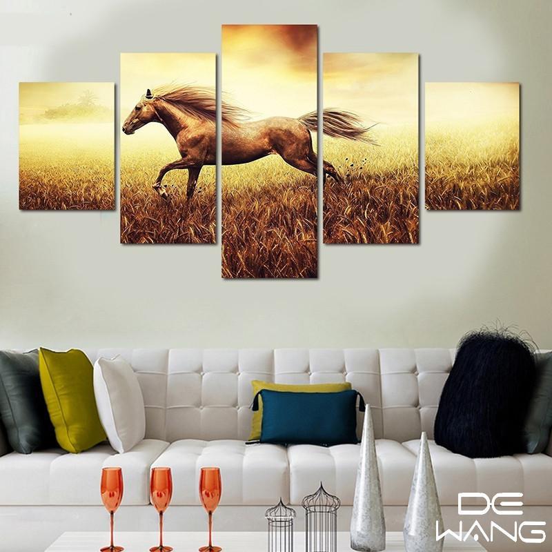 The Fast Running Horse - Animal 5 Panel Canvas Art Wall Decor The Fast Running Horse - Animal 5 Panel Canvas Art Wall Decor