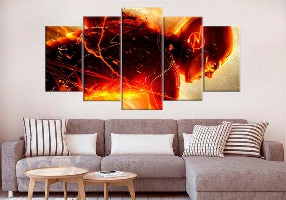 The Flash Large - Dc 5 Panel Canvas Art Wall Decor The Flash Large - Dc 5 Panel Canvas Art Wall Decor